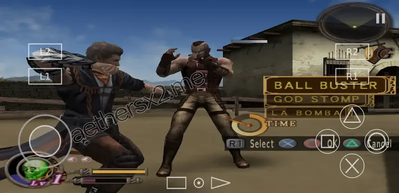 AetherSX2 running God Hand game