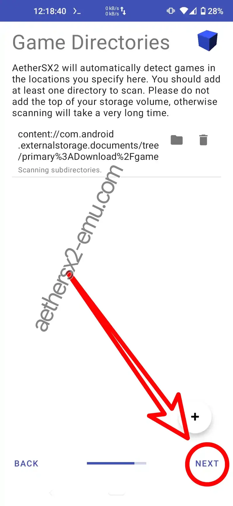 Step 9 After the game folder is added to AetherSX2